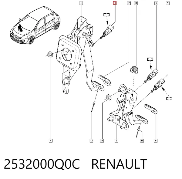 Czujnik włącznika świała stop 2532000Q0C Renault (RVI)