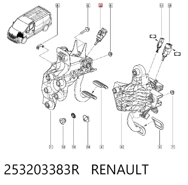 Czujnik włącznika świała stop 253203383R Renault (RVI)