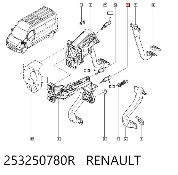 Czujnik włączania sprzęgła 253250780R Renault (RVI)