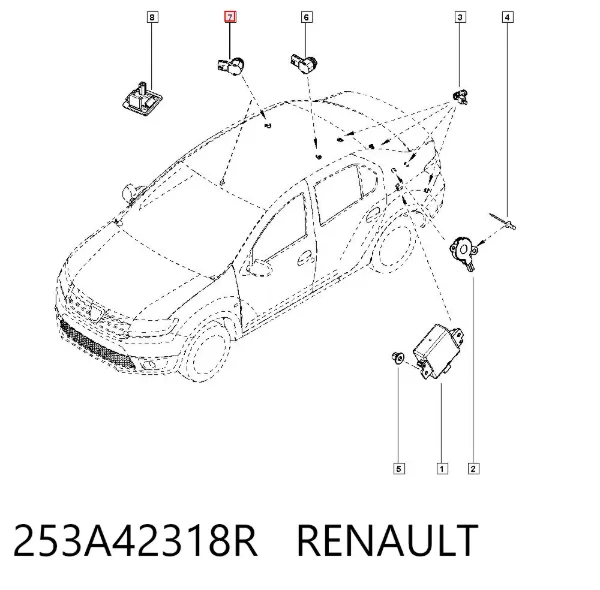 Czujnik parkowania tylny 253A42318R Renault (RVI)