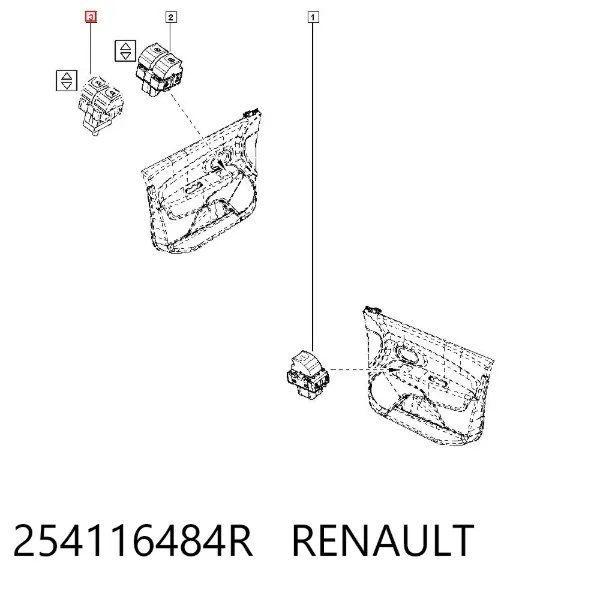 Panel przyciskowy sterowania podnośnikiem szyby przedni lewy 254116484R Renault (RVI)
