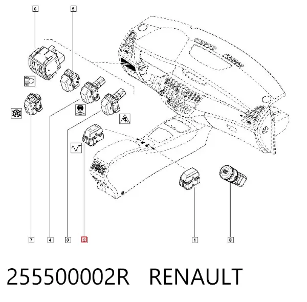 Przełącznik zespolony, sterownik tempomatu 255500002R Renault (RVI)