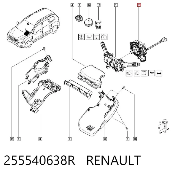 Pierścień kontaktowy AIRBAG, taśma kierownicy  Renault DUSTER II