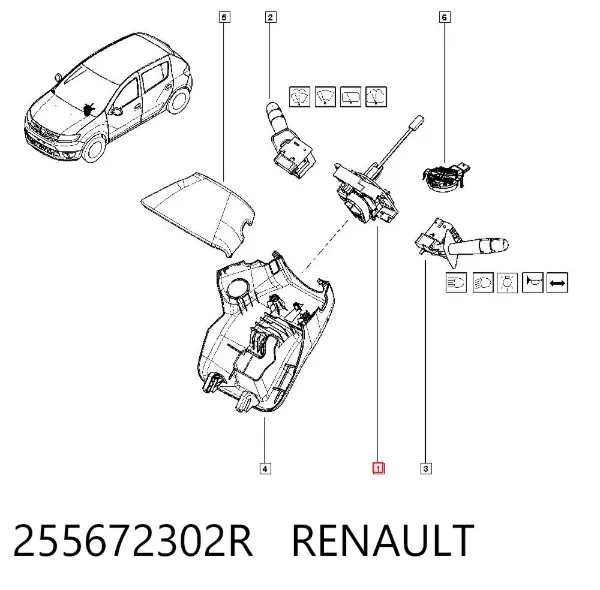 Przełącznik zespolony, środkowa część 255672302R Renault (RVI)