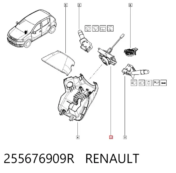 Pierścień kontaktowy AIRBAG, taśma kierownicy 255676909R Renault (RVI)