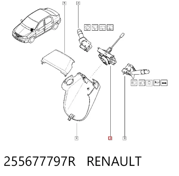 Pierścień kontaktowy AIRBAG, taśma kierownicy 255677797R Renault (RVI)