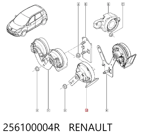 Sygnał dźwiękowy (klakson) 256100004R Renault (RVI)