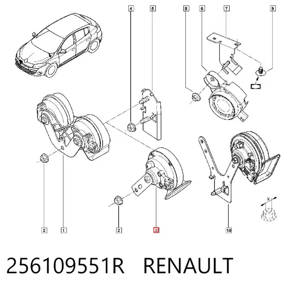 Sygnał dźwiękowy (klakson) 256109551R Renault (RVI)