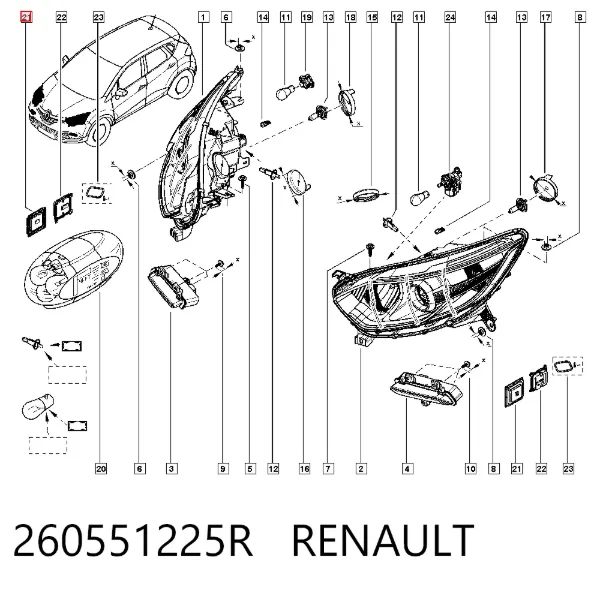 Sterownik świateł reflektorów 260551225R Renault (RVI)