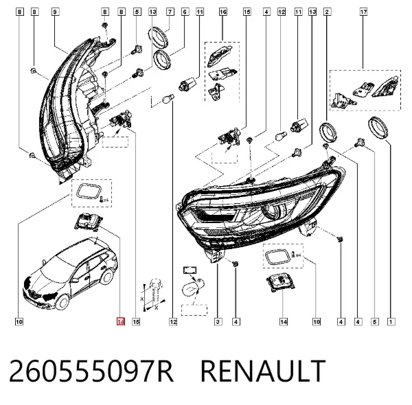 Sterownik świateł reflektorów 260555097R Renault (RVI)