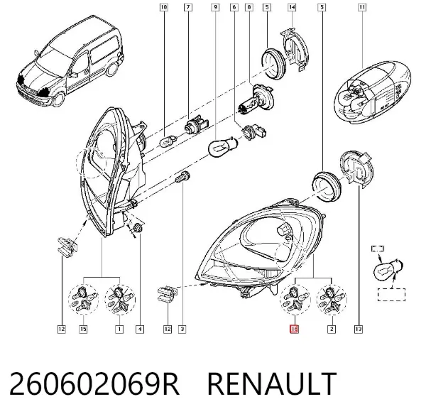 Reflektor lewy 260602069R Renault (RVI)