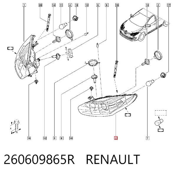 Reflektor lewy 260609865R Renault (RVI)