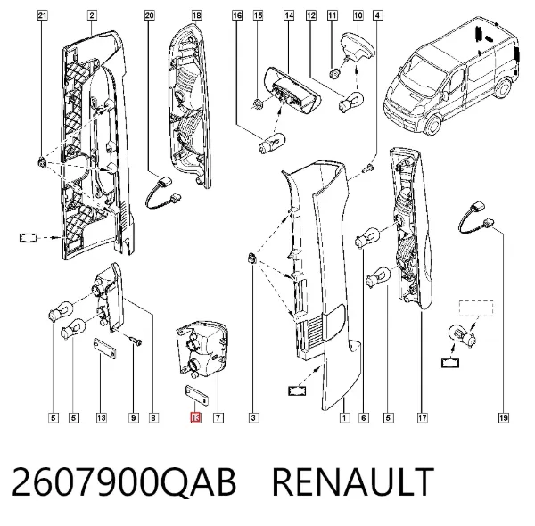 Lampa odblaskowa zderzaka tylnego 2607900QAB Renault (RVI)
