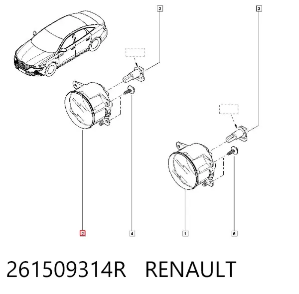 Lampa przeciwmgielna lewa/prawa 261509314R Renault (RVI)