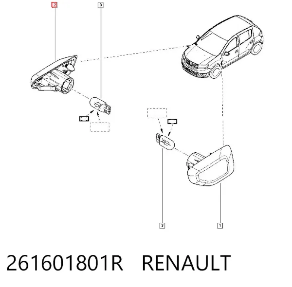 Powtarzacz kierunkowskazu na błotniku prawy 261601801R Renault (RVI)