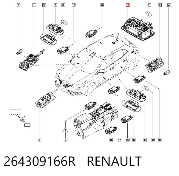 Lampka oświetlenia kabiny tylna 264309166R Renault (RVI)