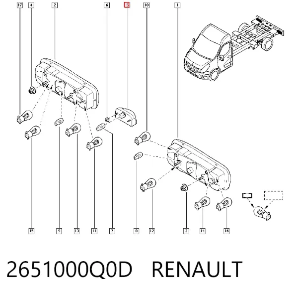 Lampa oświetlenia tylnej tablicy rejestracyjnej 2651000Q0D Renault (RVI)