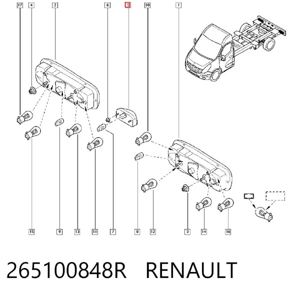 Lampa oświetlenia tylnej tablicy rejestracyjnej 265100848R Renault (RVI)