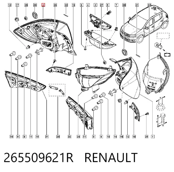Lampa zespolona tylna prawa 265509621R Renault (RVI)