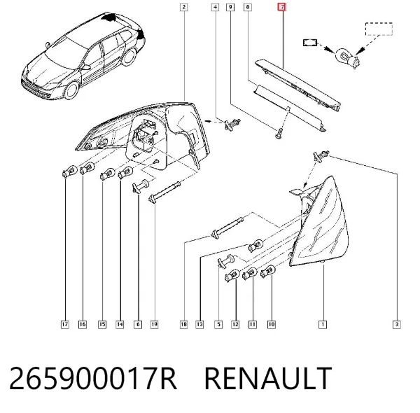 Lampa stop tylna dodatkowa 265900017R Renault (RVI)