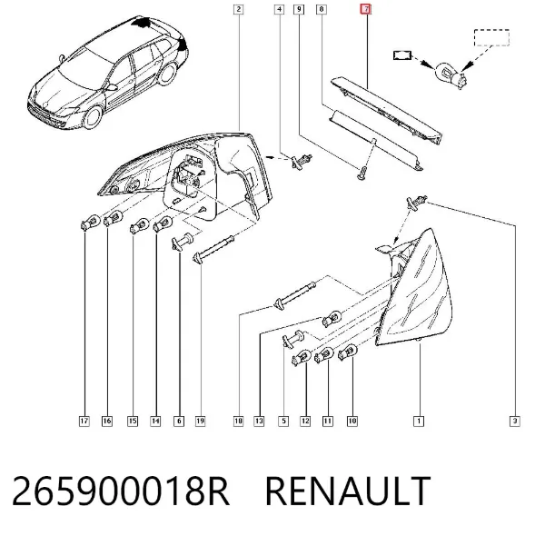 Lampa stop tylna dodatkowa 265900018R Renault (RVI)