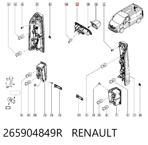 Lampa stop tylna dodatkowa 265904849R Renault (RVI)