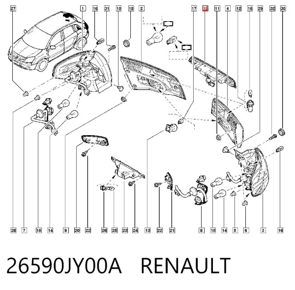 Lampa stop tylna dodatkowa Renault Koleos HY0
