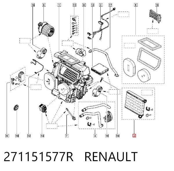 Chłodnica nagrzewnicy (ogrzewacza) 271151577R Renault (RVI)