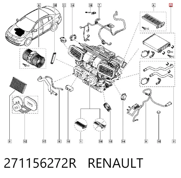Chłodnica nagrzewnicy (ogrzewacza) Renault Fluence B3