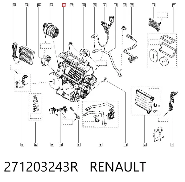 Parownik klimatyzacji 271203243R Renault (RVI)