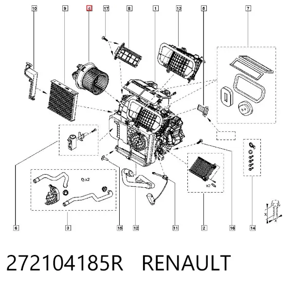 Silniczek wentylatora nagrzewnicy (ogrzewacza wnętrza) 272104185R Renault (RVI)