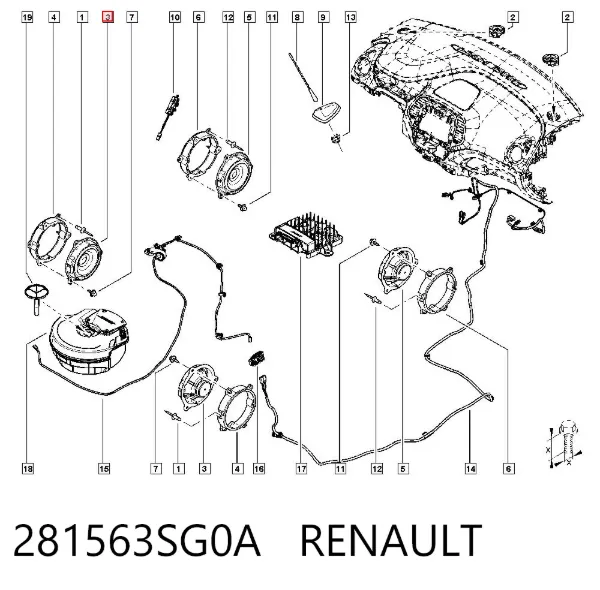 Głośnik drzwi przednich 281563SG0A Renault (RVI)