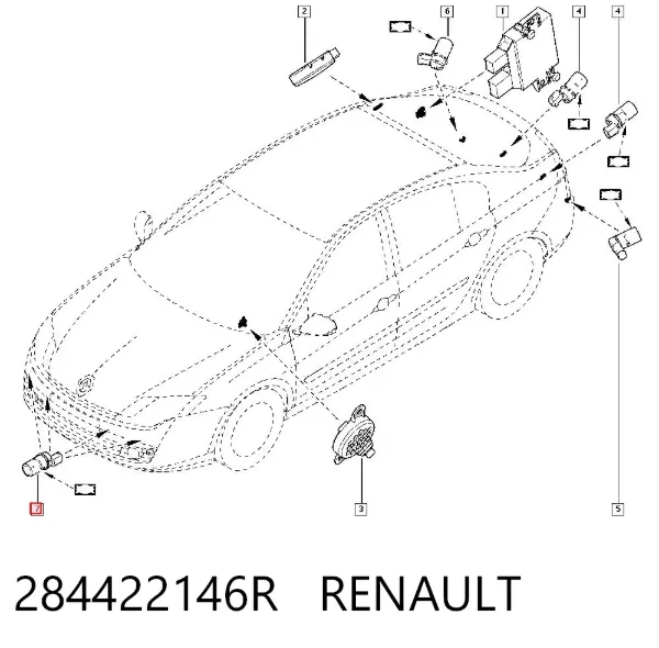 Czujnik parkowania tylny 284422146R Renault (RVI)