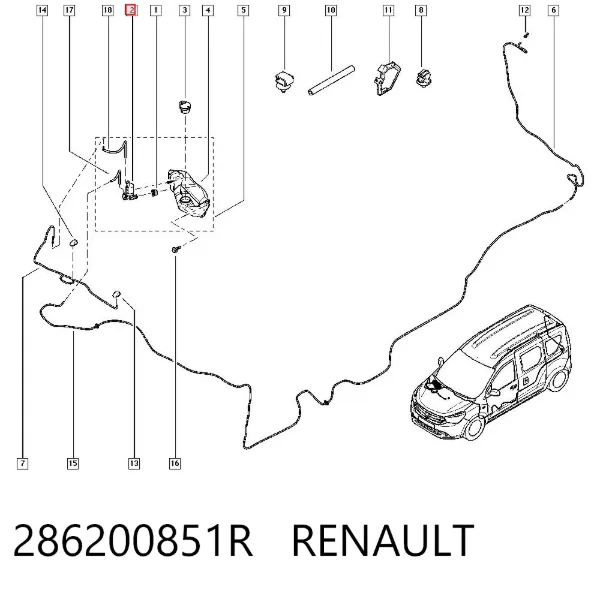 Pompka spryskiwacza szyby przedniej 286200851R Renault (RVI)