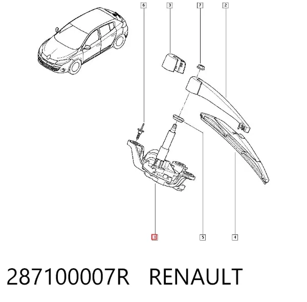 Silniczek wycieraczki tylnej szyby 287100007R Renault (RVI)