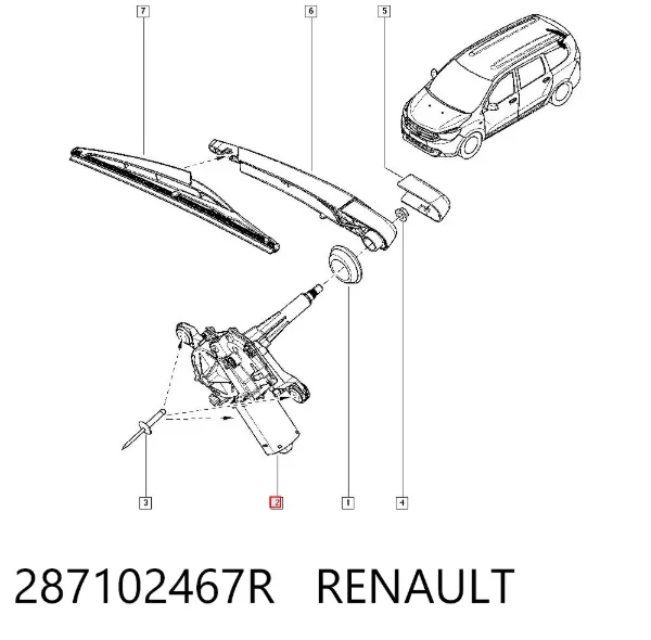 Silniczek wycieraczki tylnej szyby 287102467R Renault (RVI)