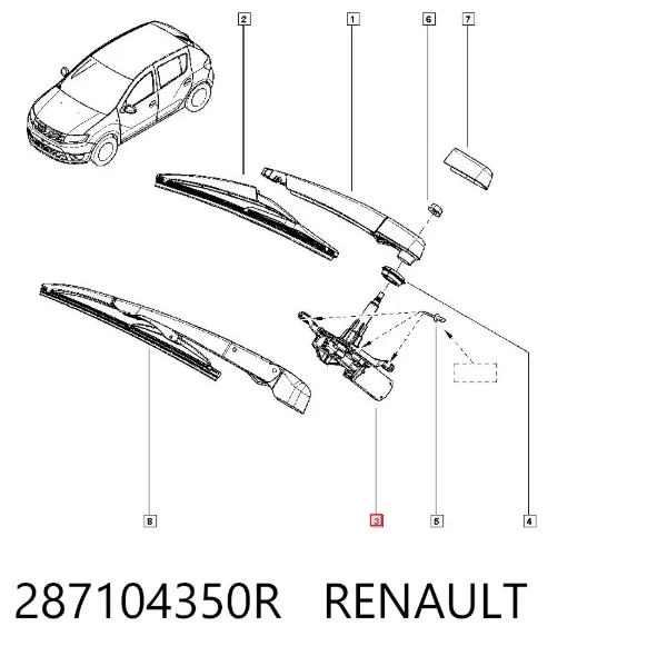 Silniczek wycieraczki tylnej szyby 287104350R Renault (RVI)