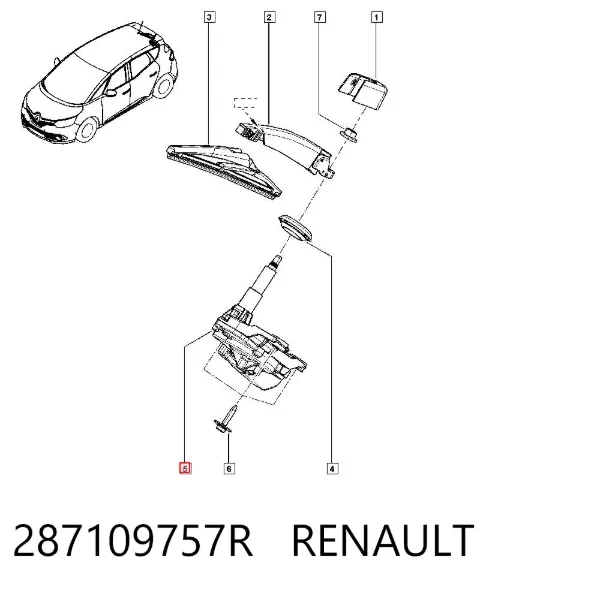 Silniczek wycieraczki tylnej szyby 287109757R Renault (RVI)