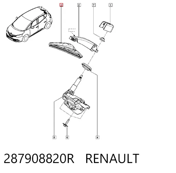 Pióro wycieraczki szyby tylnej 287908820R Renault (RVI)