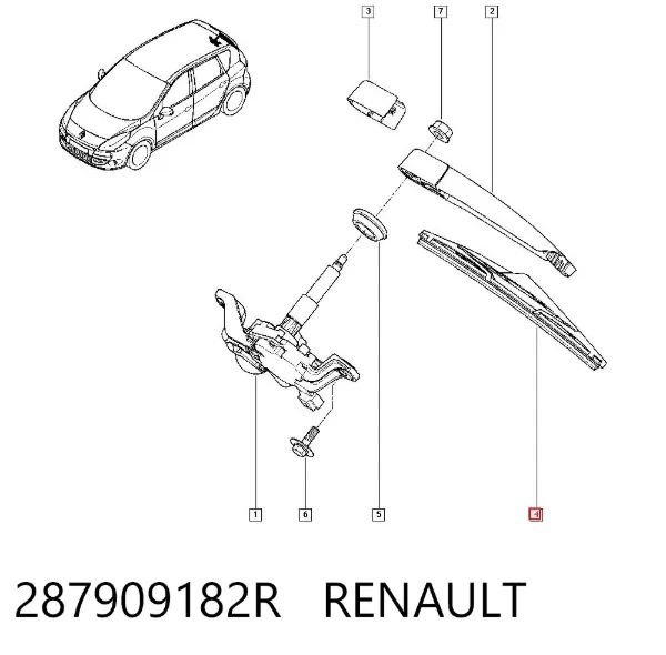 Pióro wycieraczki szyby tylnej 287909182R Renault (RVI)