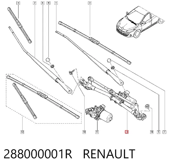 Mechanizm wycieraczek 288000001R Renault (RVI)