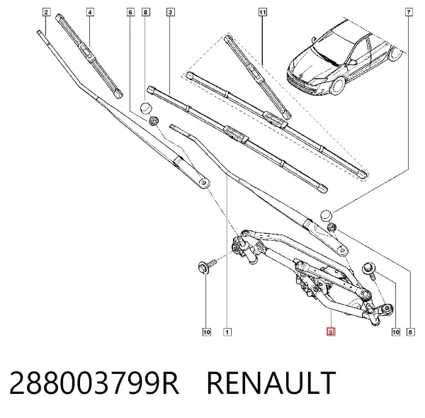 Mechanizm wycieraczek Renault Laguna III