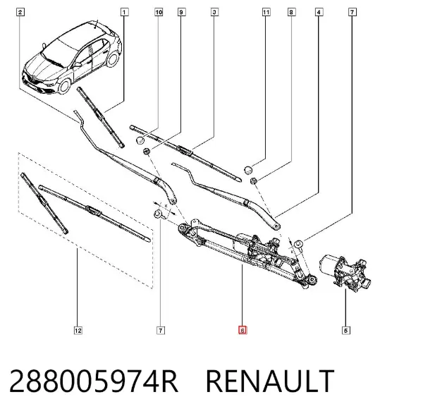 Mechanizm wycieraczek 288005974R Renault (RVI)