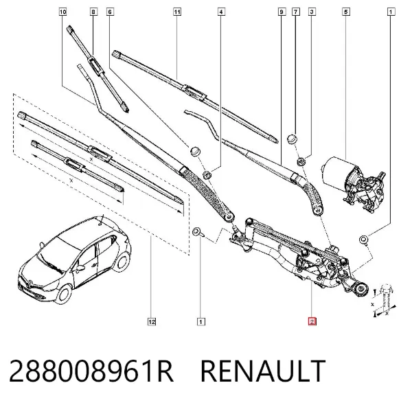 Mechanizm wycieraczek 288008961R Renault (RVI)