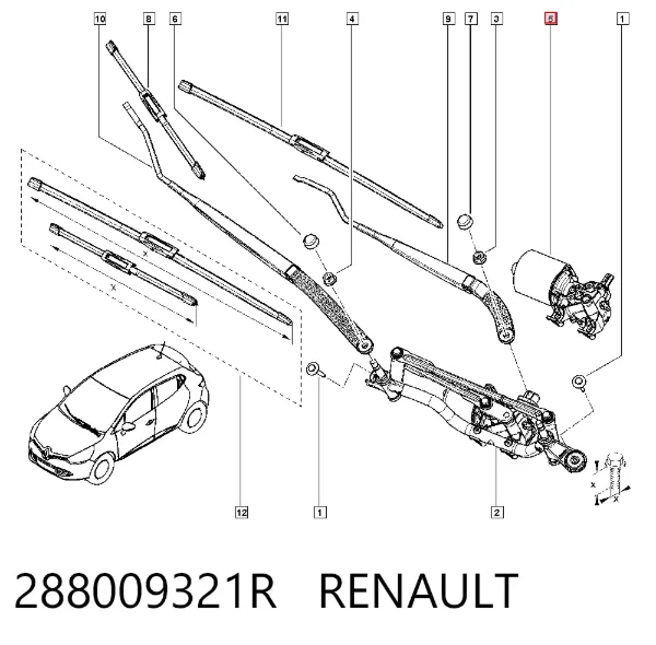 Silniczek wycieraczki szyby przedniej 288009321R Renault (RVI)