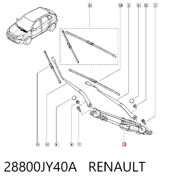 Mechanizm wycieraczek Renault Koleos HY0