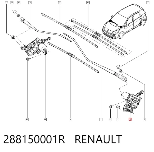 Silniczek wycieraczki szyby przedniej lewy 288150001R Renault (RVI)