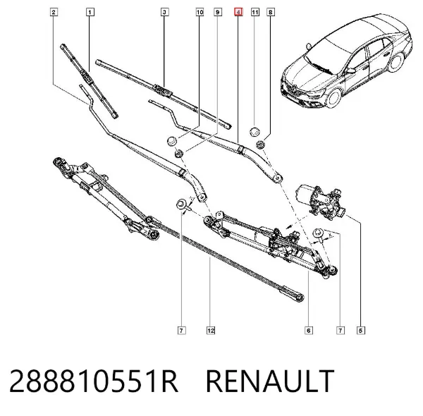 Ramię wycieraczki szyby przedniej Renault Megane IV