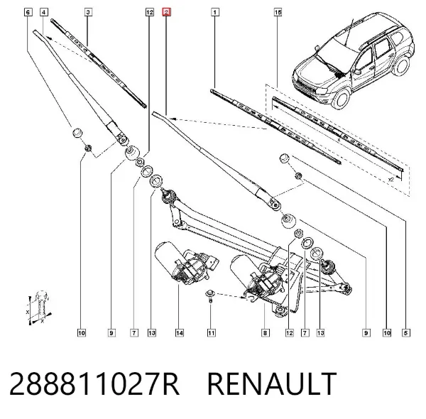 Ramię wycieraczki szyby przedniej Renault DUSTER I