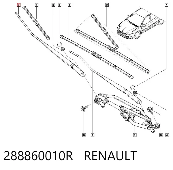 Ramię wycieraczki szyby przedniej Renault Laguna III